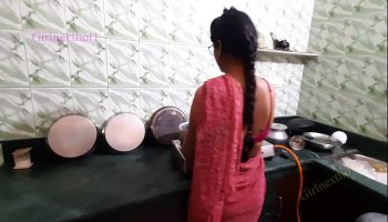 Real Desi Bhabi Pumped In Kitchen By Devar - Bhabi In Red Saree Ass Fucking